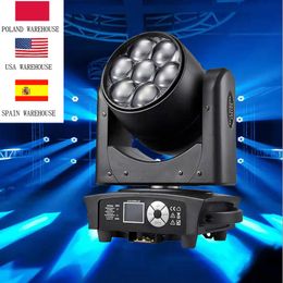 SPAIN STOCK 7X40W DJ Stage Light 4in1 RGBW Zoom LED Moving Head Wash Bee Eye Light Big Eye Head Lighting For Event Party
