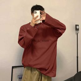 Men's T-Shirts Privathinker Oversized Men's T-shirts Long Sleeve Quality Cotton Fashion Korean Clothing Tops Solid Color Harajuku Male TeesL2404