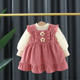 Girl's Dresses Sweet Autumn Girls Kids Princess Flower Tank-Dress+Long Sleeve Tops T-shirt 2pcs Children Baby Infant Clothes Set Outfit
