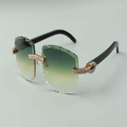 2021 unique designers sunglasses 3524023 XL diamond cuts lens natural black OX horns temples glasses size 58-18-140mm278C