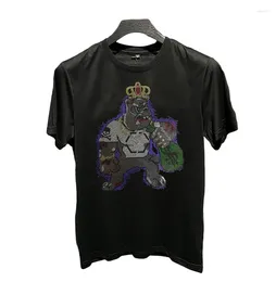 Men's T Shirts Streetwear Anime Fashion Rhinestones Short Sleeve T-Shirts Casual O Neck Top Tees