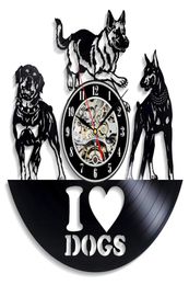 Record Wall Clock Modern Design I Love Dog Animal Wall Clock Hanging Watch Home Decor Gifts for Dog Lovers 12 inch4082549