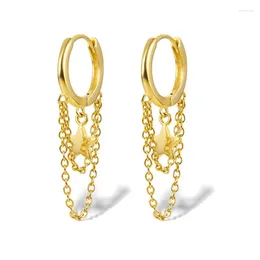 Hoop Earrings Gold Silver Colour Small Star Beads Pendant For Women Girls Tassel Chain Circle Earring Party Jewellery