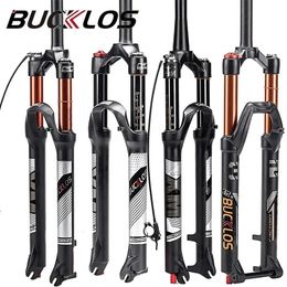 BUCKLOS 2627529er MTB Fork 120mm 140mm Bicycle Air Suspension StraightTapered Mountain Bike Quick Release RLLO 231221