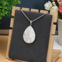 Pendant Necklaces Natural Stone Necklace White Turquoise Flash Labradorite Link Chain Healing Crystals Charms For Women