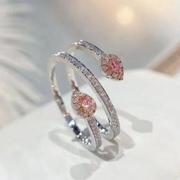 Choucong Brand Wedding Rings Luxury Jewelry Real 100% 925 Sterling Silver Pink Moissanite Diamond Gmestones Party Women Engagement Band Ring For Lover