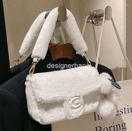 Shoulder Bags Fluffy Faux Fur Designer Ladies Clutch Handle Messenger Purses Solid Fall Winter Travel Handbags fallow For Women