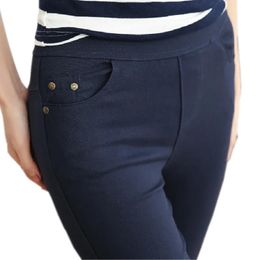 Capris Clobee Elegant Women's Pencil Pants Women Casual Capris White Black Navy Color Female Bottoming Pants Palazzo Formal Trousers