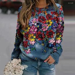 Women's Hoodies Flower Painting 3D Printed Sweatshirts Streetwear Long Sleeve Oversized Pullovers Woman Girl Y2K Hoodie Clothing