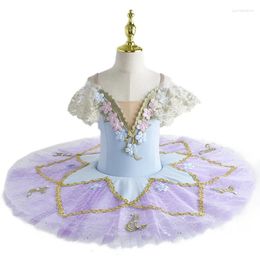 Stage Wear Girl Professional Ballet Tutu Tulle Dress White Blue Pink Gymnastics Leotard Diamond Dance Costume Ballerina