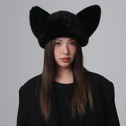 Berets Winter Hat Warm Faux Fur Little Flying Elephant Big Ear Halloween Funny Women's Hats 2023