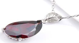 Luckyshine Excellent Shine Water Drop Red Garnet Pendants Wedding Party For Womens Zircon Charms Pendants Necklaces2091861