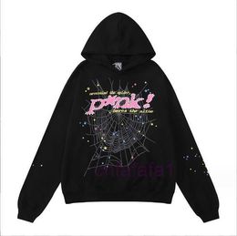 Sp5der Young Thug 555555 Men Women Hoodie High Quality Foam Print Spider Web Graphic Pink Sweatshirts Pullovers S-xl A1 X5KG