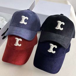 Designer Celina Hat Cap Autumn and Winter Triumphal Arch Corduroy Baseball Hat Letter Embroidered Duck Tongue Hat Internet Red Street Style Cool Casual Versatile