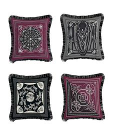 Classic Black White Sofa Decorative Pillow Cases European Luxury Tassel Cushion Covers Double Side Printing Pillowcases4517103