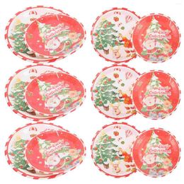 Disposable Dinnerware Christmas Plate Supplies Decor Paper Tray Party Decorative Dishes Banquet Plates