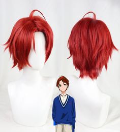 WONDER EGG PRIORITY Momoe Sawaki Cosplay Wig Gradual Dark Red Resistant Synthetic Hair for Halloween Hair Cap3667039
