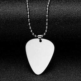 10pcs lot Blank Guitar Pick Shape Necklaces Stainless Steel Mirror Polish Men Women Pendant for DIY Engraved Necklace Keychains240J