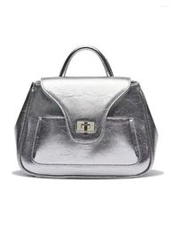 School Bags Small Backpack 2023 Summer Simple Handbag Korean Fashion Chain Back Pack Silver Schoolbag