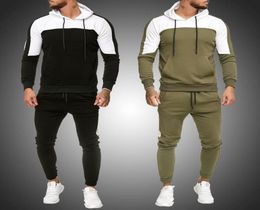 Mens Tracksuit Jogging Suit Side Stripe Hoodies Set Man Fleece Hoodies and pants Male Work Out Clothes Jogger Set Gym Clothing2972517