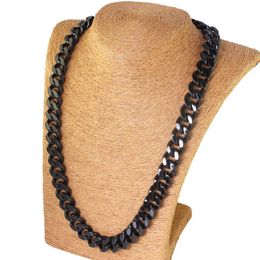 Men Boys 316L Pure Stainless steel black Curban Curb Chain Necklace 10mm 24'' for xmas birthday Bling Jewellery Gifts302G