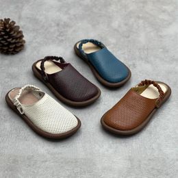 Sandals Birkuir Hollow Out Closed Toed For Women Genuine Leather Summer Beach Slides Luxury Two Wearing Slippers Ladies