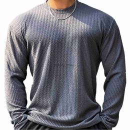 Men's T-Shirts Autumn Winter Casual T-shirt Men Long Sleeves Solid Shirt Gym Fitness Bodybuilding Tees Tops Male Fashion Slim Stripes ClothingL2404