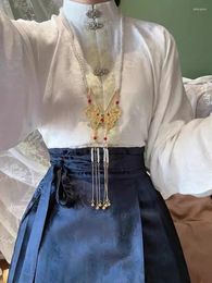 Skirts Chinese Style Ming Hanfu Women's Daily Top Horse Face Skirt Set Autumn Small Stature 2023 Model