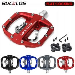 BUCKLOS Mtb Pedals for Bicycle Dual Function Side Pedal Platform Mountain Bike Clip Flat Pedals Fit SPD MTB Bicycle Paddle Part 231220