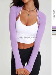 Yoga Outfit Sports Long Sleeve Shirts Yoga Dance Crop Top Shawl Fitness Cardigan Small Waistcoat Ballet Coat Workout Jacket Women Gym OutfitL231221