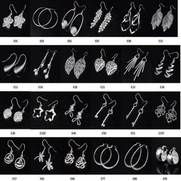 Stamped 925 mixed Order 60 pcs 30 pair lot earrings 925 sterling silver Jewellery factory Fashion Shine Earrings239B