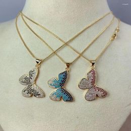 Pendant Necklaces Women's Fashion Bohemian Colorful Butterfly Necklace Wedding Anniversary Clavicular Chain Neck Jewelry Gift