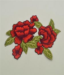 10PCS New Embroidered Flower Applique Iron On Sew On Patch Clothing red for diy craft sewing8725842