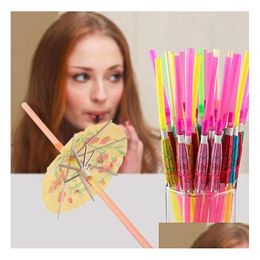 Drinking Straws 240X5Mm Handicraft St Kid Birthday Party Wedding Fluorescence Umbrella Decor Sts Bar Disposable Drink Tools Easy Car Dhubw