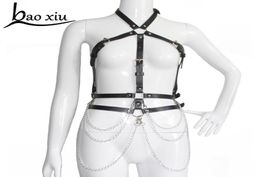 sexy women Garter Leather belt Suspenders Body Bondage Sculpting Harness Metal Tassel Chain Waist Female Belt Bra Corset Straps6835763