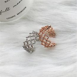 Cluster Rings Japan And South Korea's Ins Hollow Opening Ring Simple Atmosphere 925 Sterling Silver Hypoallergenic Non-fading Jewellery