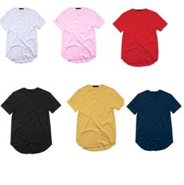 Men039s T Shirt Fashion Extended Street StyleTShirt Men039s clothing Curved Hem Long line Tops Tees Hip Hop Urban Blank Bas2494535