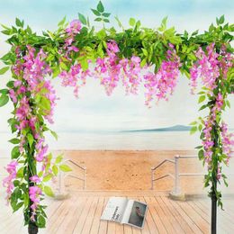 Decorative Flowers 190cm Artificial Wisteria Hanging Vine Fake Plants Rattan Wedding Arch Floral Silk Home El Garden Decoration