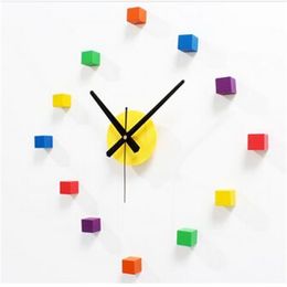 Original muted colorful brief stickers wall clock creative DIY bedroom living room wall sticker clock watch cute home decoration277G