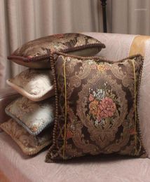 CURCYA Luxury Tribute Silk Jacquard Decorative Cushion Covers Floral European Style Vintage Satin Waist Pillow Covers for Sofa12191548