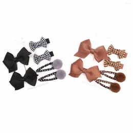 Hair Accessories 5Sets/Lot Korean Cute Hairpin For Baby Girl Bow Plsuh Ball Sweet Clip Full Fabric Bang Side