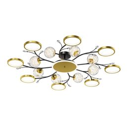 Parlor LED Ceiling Lamp Modern Glass Ball Star Living Room Bedroom Suspension Light Luminaire Gold Crystal Chandelier Home Decor