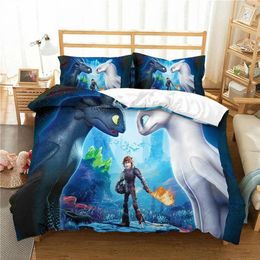 sets How to Train Your Dragon Bedding Set King Cartoon 3D Duvet Cover Queen Home Textile Double Single Bed Set With Pillowcase 3pcs201k