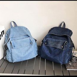 Backpack 2021 Fashion Style Jeans Backpacks Bags Large Size School Denim Travel Kroean Casual Unisex Shoulder Bag261J