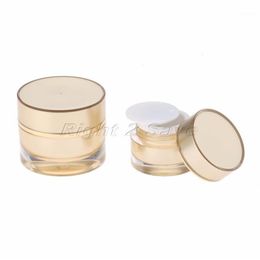 Acrylic Jar 5g 10g Gold Face Cream Pot Cosmetic Container Empty Round Packaging Bottle Portable Travel Refillable Makeup Tool12940