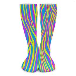 Women Socks Colorful Zebra Stripes Stockings Couple Funky Animal Print Medium Soft Funny Outdoor Non-Slip Graphic Gift