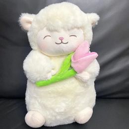 Sheep With Tulip Plush Toy Sheep Hug Tulip Doll Stuffed Lamb Tulip Plush Goats Animal Soft Toy Kid Girl Birthday Christmas Gift 231221