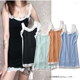 Casual Dresses French Style Girly Lace Patchwork Slimming Slip Dress Women's Sexy Slim Chic Scheming Split Sheath