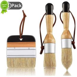 Tools New 3Pack Chalk and Wax Paint Brushes Bristle Stencil Brushes for Wood Furniture Home Wall Decor