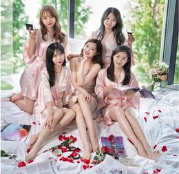 Women039s Sleepwear Summer Champagne Chinese Bride Wedding Robe Satin Women Nightgown Sexy Nightdress Lady Kimono Bathrobe Gown9932460